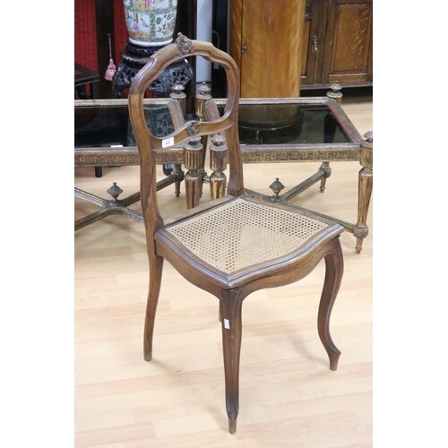 Antique French Louis XV carved walnut salon or side chair