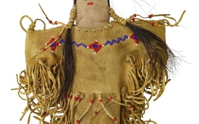 Antique Native American Leather Beaded Kiowa Doll