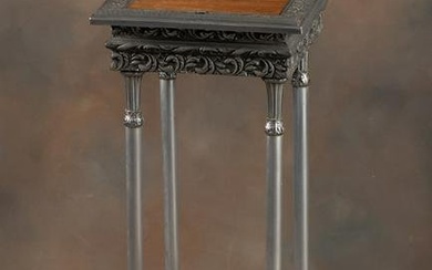 Antique Registry Stand with etched glass panel marked "CITY-DRUG", four heavily embossed metal