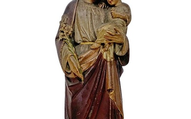Antique Terracotta or Plaster Religious Statue