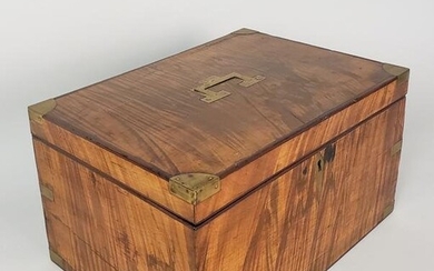 Antique Tiger Maple Brass Bound Storage Box, 19th century