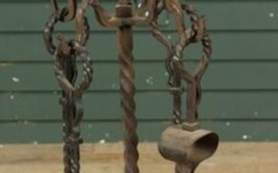 Antique Wrought Iron Fireplace Tool Set