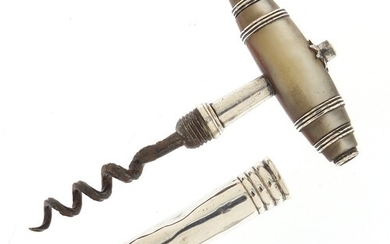 Antique silver corkscrew by Samuel Pemberton, 8cm in length