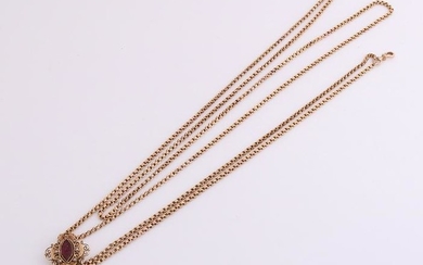 Antique yellow gold watch chain, 750/000, with a