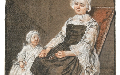 Antoine LEBEL Arc-en-Barrois, 1705 - Paris, 1793 Jeune fille et sa gouvernante