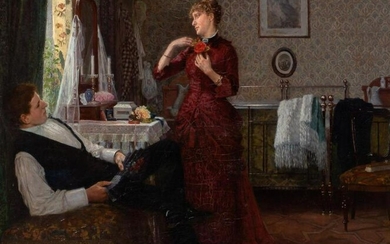 Anton Thiele Danish, 1838-1902 Tying a Rose, 1888