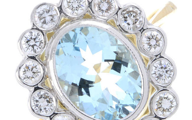 Aquamarine & diamond cluster ring