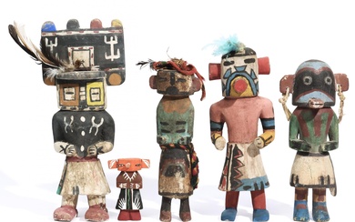 Arizona, Hopi, a collection of five katsina dolls.