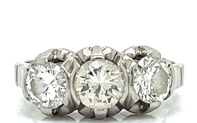 Art Deco Platinum 3-stone Diamond Ring
