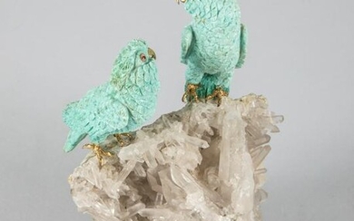 Art Deco Turquoise & Crystal Birds