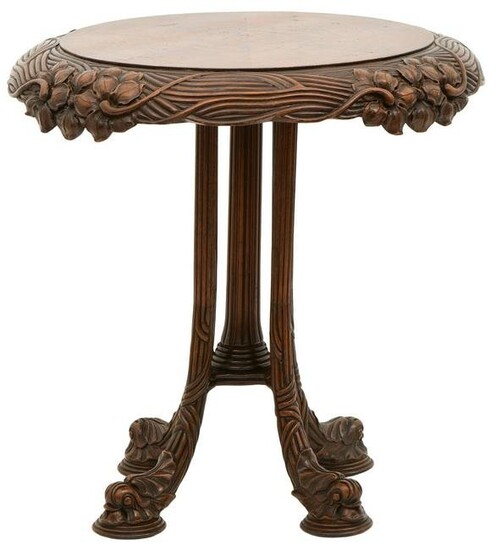 Art Nouveau Walnut Center Table