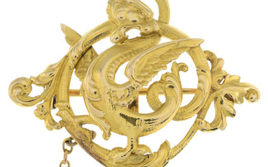 Art Nouveau gold Griffin brooch