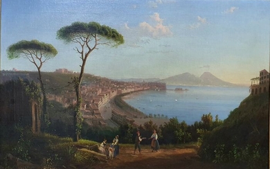 Artista della scuola di Posillipo, prima metà del XIX secolo - Napoli da Posillipo