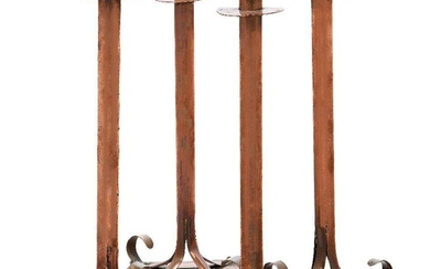 Arts and Crafts (British), a set of candlesticks c. 1900,...