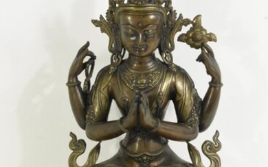 Asian deity in bronze (Ht.43cm)