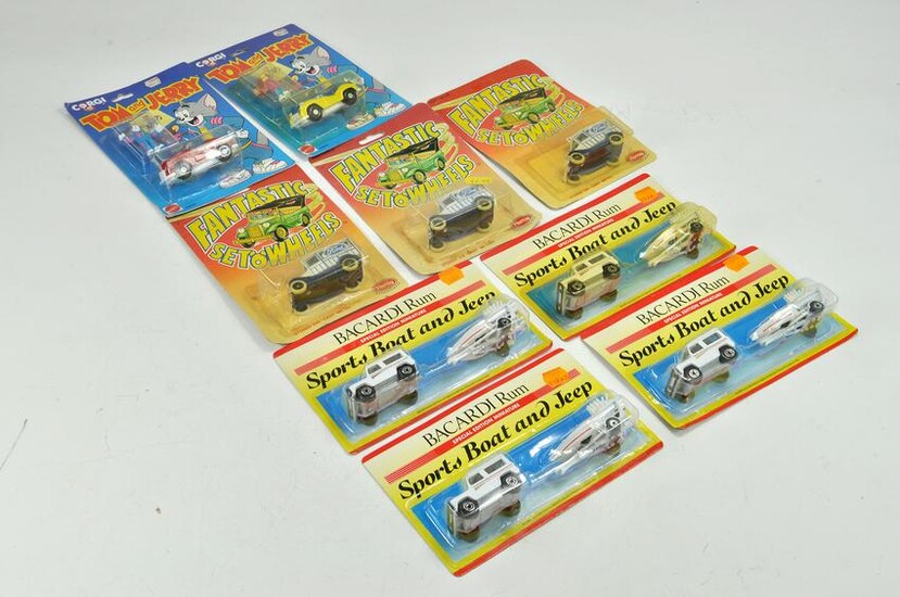 Assorted diecast blister packs including Tom and Jerry