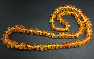Astonishing Amber Necklace made from Rough in shape