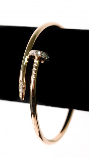 Attr. Cartier 18K RG Bent Nail Diamond Bracelet