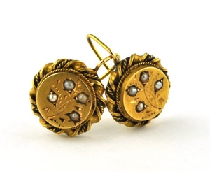 Authentic Antique 19th Century - 18 kt. Yellow gold - Earrings Pearls