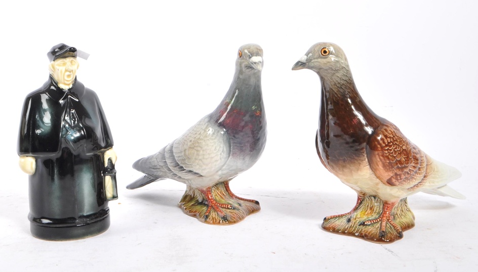 BESWICK - TWO CHINA PIGEONS WITH CIGARETTE HOLDER
