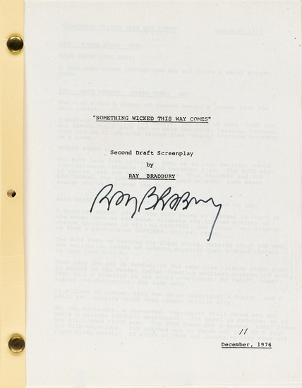 BRADBURY, RAY. Something Wicked This Way Comes. [1], 113 leaves, printed on rectos...
