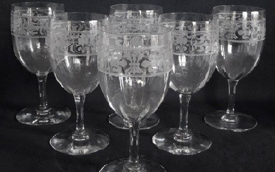 Baccarat - 6 wine glasses or port Chablis model, engraved crystal - 10,9cm - Crystal