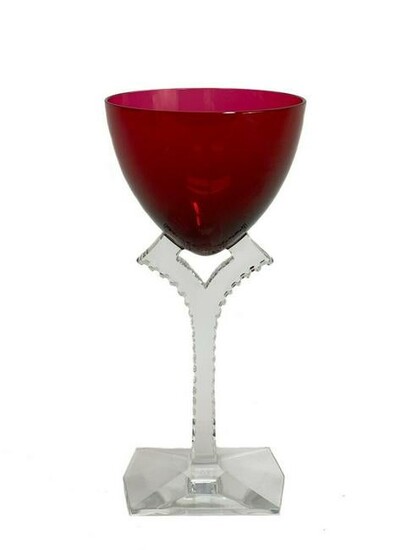 Baccarat Cranberry Red Crystal Glass Wine Glass in