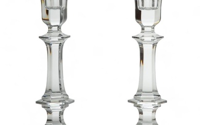 Baccarat (French) 'Harcourt-Versailles' Crystal Candlesticks, H 7.2" W 3.7" 1 Pair