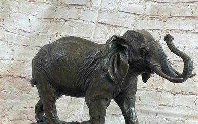 Barye Inspired Innocent Elephant Bronze Sculpture - 11" x 17.5"