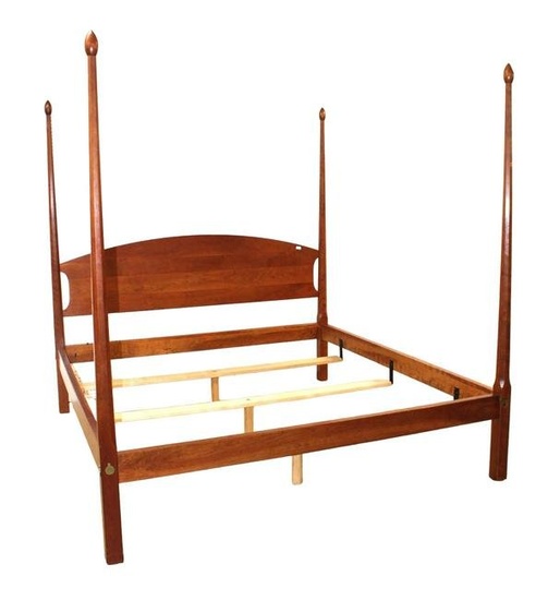 Beautiful Like New Stickley Solid Cherry 4 poster king size bed with both rails and slats