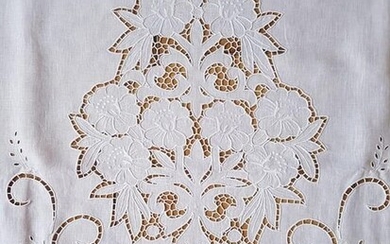 Bellavia curtain in pure linen with embroidery and full stitch by hand - Linen - after 2000