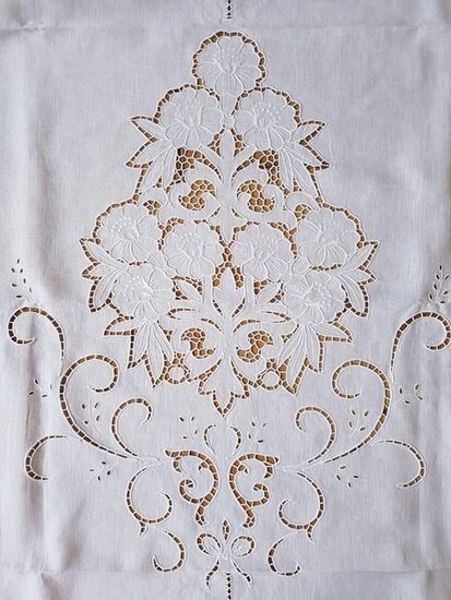 Bellavia curtain in pure linen with embroidery and full stitch by hand - Linen - after 2000