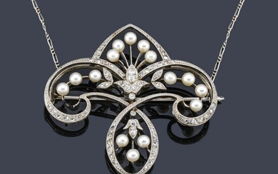 Belle Époque pendant in platinum with diamonds and