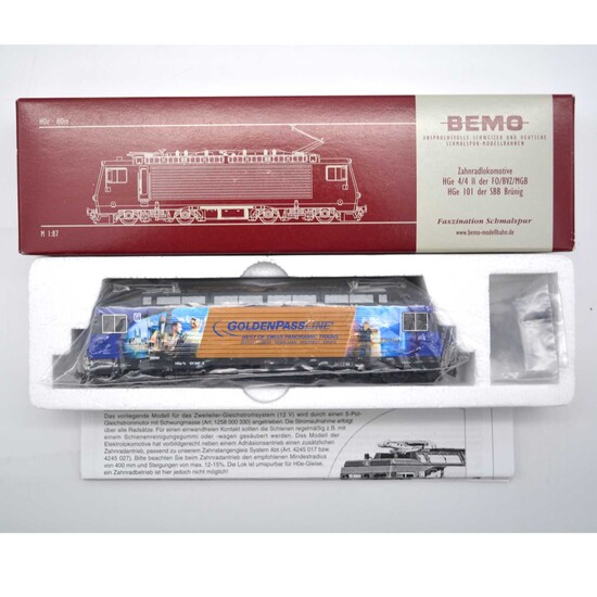 Bemo HOe model railway locomotive ref 1262 437 SBB HGe 101 967-8 'Golden Pass'