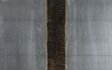 Bernard AUBERTIN (1934-2015) Dessin de feu Collage d’allumettes calcinées sur plaque d’aluminium, signé au dos....
