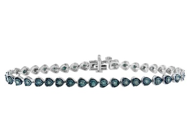 Black Rhodium over Silver 1.0 Carat Diamond Heart-Link Tennis Bracelet