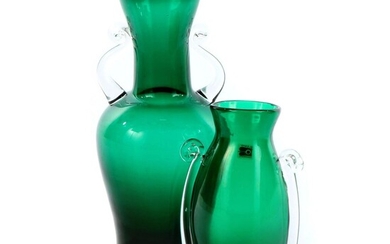 Blenko "Millennium" Emerald Blown Glass Vases