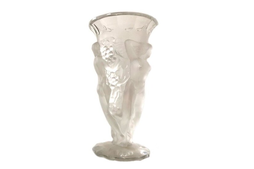 Bohemian crystal vase decorated with naked women.