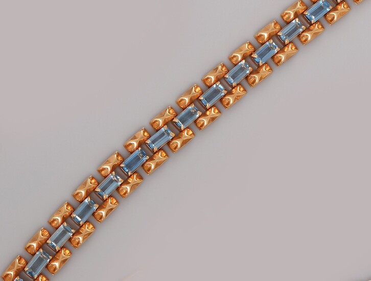 Bracelet plat en or rose, 750 MM, souligné... - Lot 9 - Marie-Saint Germain
