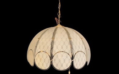 Brass Hanging Lamp with Glass Shade