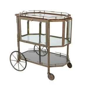 Brass & Beveled Glass Tea Cart