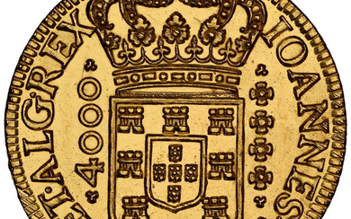 Brazil: , João V gold 4000 Reis 1718-B UNC Details (Cleaned) NGC,...