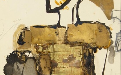 British/European School, mid/late-20th century- Costume design; mixed technique and collage on paper, signed in pencil, 27.5 x 21 cm: together with one other costume design in brush and black ink by a different hand, (2) (part mounted, unframed)...