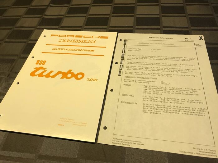 Brochures / catalogues - Porsche 911 3.0 Turbo kundendienst service 930/50 motor - Porsche