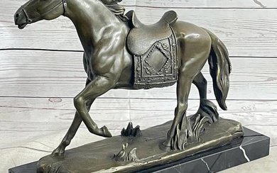 Bronze Stallion Majesty: Large Walking Horse Sculpture Inspired by P.J. Mene - 12" x 15"
