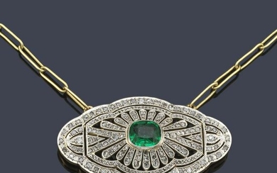 Brooch-plate with central emerald