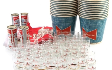 Budweiser Holiday Beer Glasses, Coin Bank Cans, Table Cloth, Serving Tray, Other