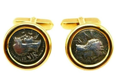 Bulgari Ancient Roman Coin Yellow Gold Cufflinks