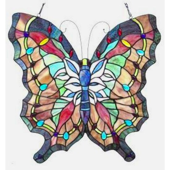 Butterfly Stained Glass Hanging Panel