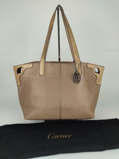CARTIER Marcello bag in leather and python